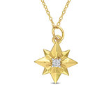 North Star Charm Pendant Necklace in Yellow Plated Sterling Silver Diamond Accent